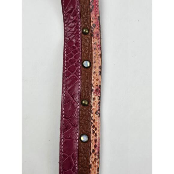 Leatherock Women\'s 36 triple Leather Pink Brown & Snakeskin Large Jeweled Buckle main image 11